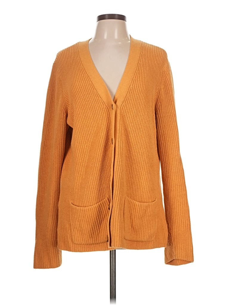 Pre-owned Lands' End Cardigan Sweater In Orange