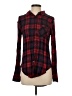 Pink Rose 100% Rayon Plaid Red Long Sleeve Button-Down Shirt Size S - photo 1