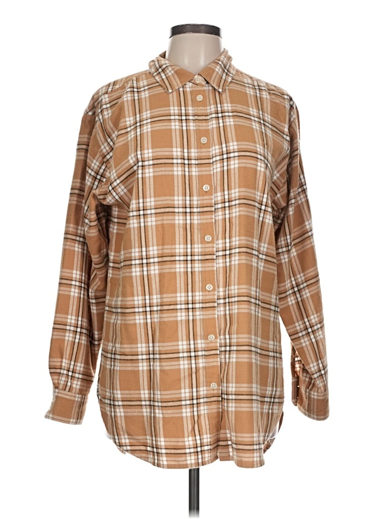 Pre-owned Ann Taylor Loft Long Sleeve Button Down Shirt In Brown