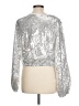 Unbranded Metallic Silver Long Sleeve Blouse Size L - photo 2