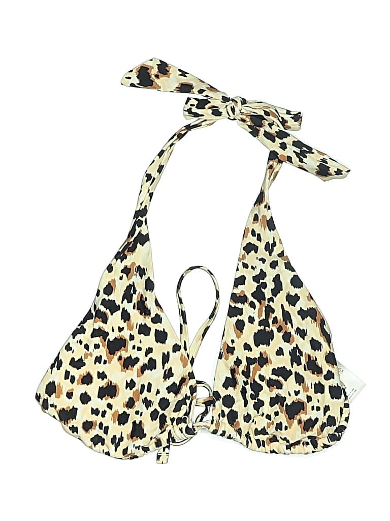 Pre-owned Wild Fable Swimsuit Top Ivory Animal Print Pattern Swimwear In White