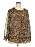 Ava & Viv 100% Polyester Animal Print Brown Long Sleeve Blouse Size 2X - photo 1