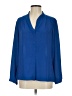 Rose + Olive 100% Polyester Blue Long Sleeve Blouse Size S - photo 1