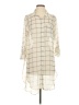 Lush 100% Polyester Plaid Ivory 3/4 Sleeve Blouse Size S - photo 1