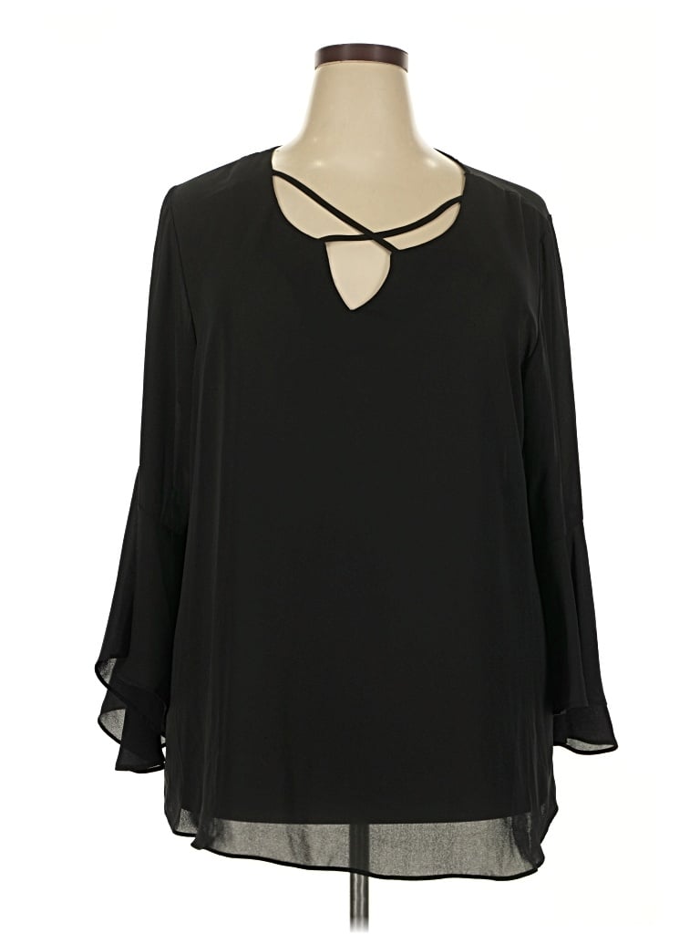 Pre-owned Ashley Stewart Long Sleeve Blouse In Black