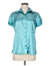 Cato Metallic Teal Blue Short Sleeve Blouse Size M - photo 1