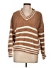 Fashion Nova 100% Polyester Stripes Brown Pullover Sweater Size L - photo 1