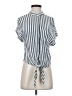 Lulus 100% Viscose Stripes Silver Short Sleeve Blouse Size XS - photo 1