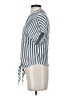 Lulus 100% Viscose Stripes Silver Short Sleeve Blouse Size XS - photo 5