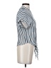 Lulus 100% Viscose Stripes Silver Short Sleeve Blouse Size XS - photo 4