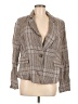 Free People 100% Linen Plaid Brown Blue Blazer Size M - photo 1