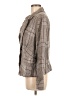 Free People 100% Linen Plaid Brown Blue Blazer Size M - photo 5