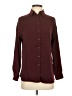 Express Solid Burgundy Long Sleeve Button-Down Shirt Size XXS - photo 1