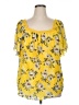 retrology 100% Polyester Yellow Short Sleeve Blouse Size 1X - photo 1