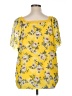 retrology 100% Polyester Yellow Short Sleeve Blouse Size 1X - photo 2