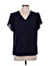 Shein 100% Polyester Polka Dots Blue Short Sleeve Blouse Size 12 - photo 1
