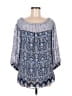 AGB 100% Polyester Blue 3/4 Sleeve Blouse Size M - photo 1