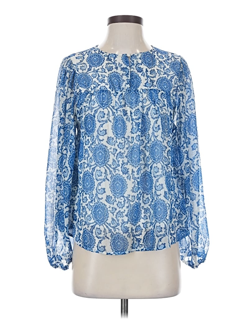 Pre-owned Aqua Long Sleeve Blouse In Blue