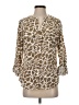 Notations Animal Print Tan 3/4 Sleeve Blouse Size S - photo 1