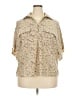 Coco + Carmen 100% Polyester Floral Tan Short Sleeve Blouse Size XXL - photo 1