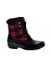 Sugar Plaid Burgundy Black Ankle Boots Size 7 - photo 1
