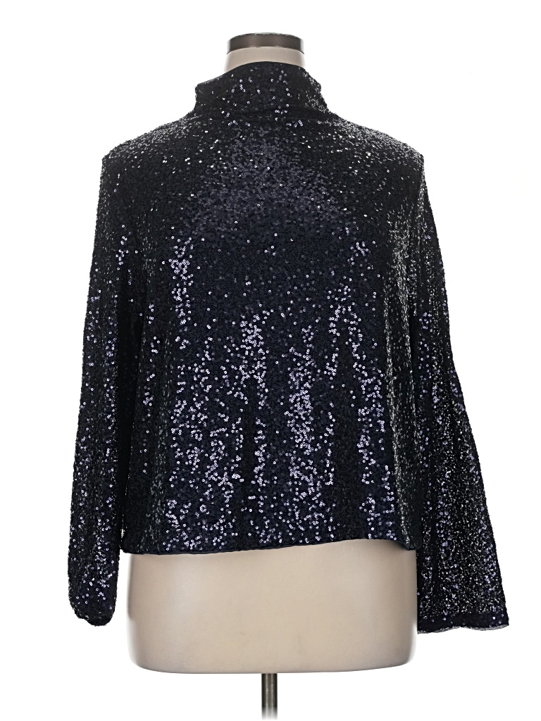 Pre-owned H&m Long Sleeve Top Silver Turtleneck Tops