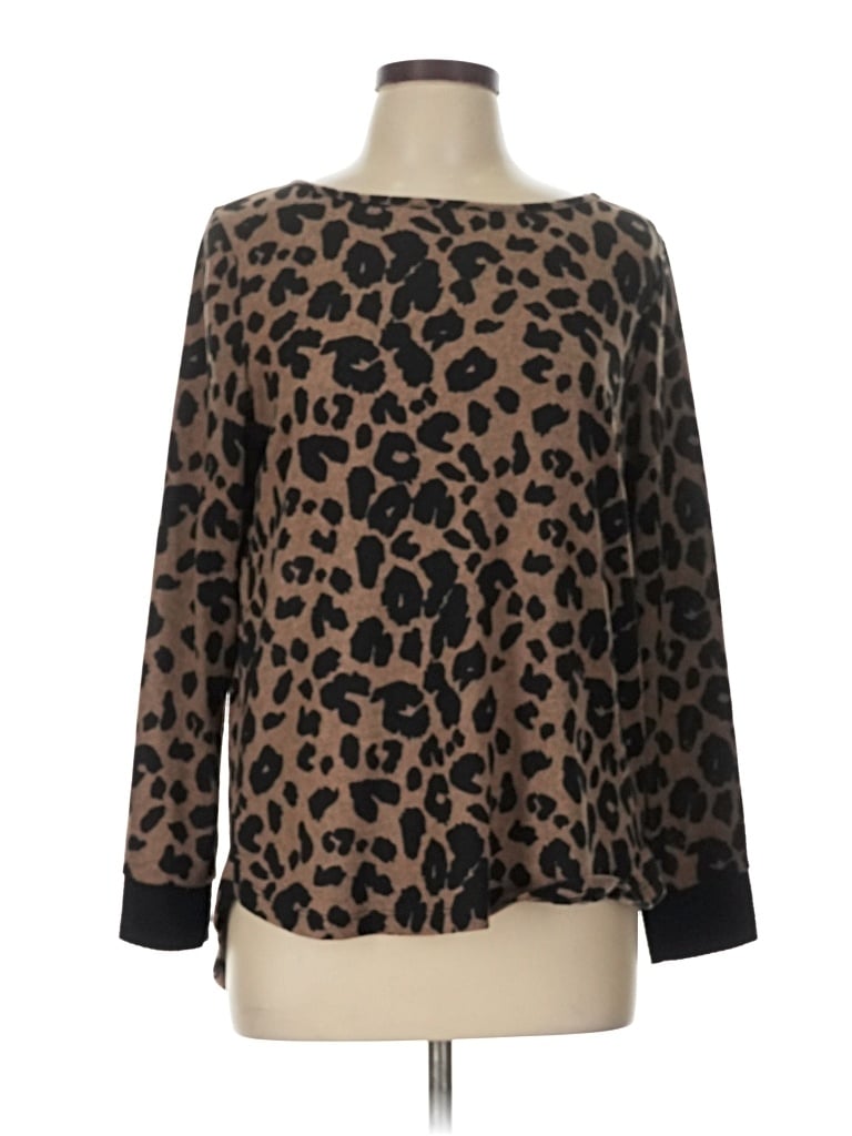 Pre-owned Pink Clover Long Sleeve Blouse In Brown