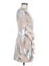 Self-Portrait 100% Polyester Metallic Silver Cocktail Dress Size 6 - photo 4