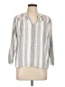 Splendid Stripes Gray 3/4 Sleeve Button-Down Shirt Size L - photo 1