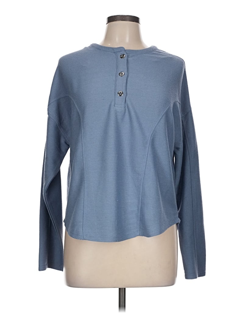 Pre-owned Cupio Long Sleeve Top Blue Crew Neck Tops