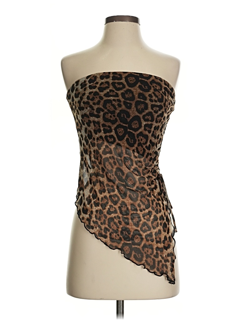 Pre-owned Gaze Tube Top Brown Strapless Neckline Tops