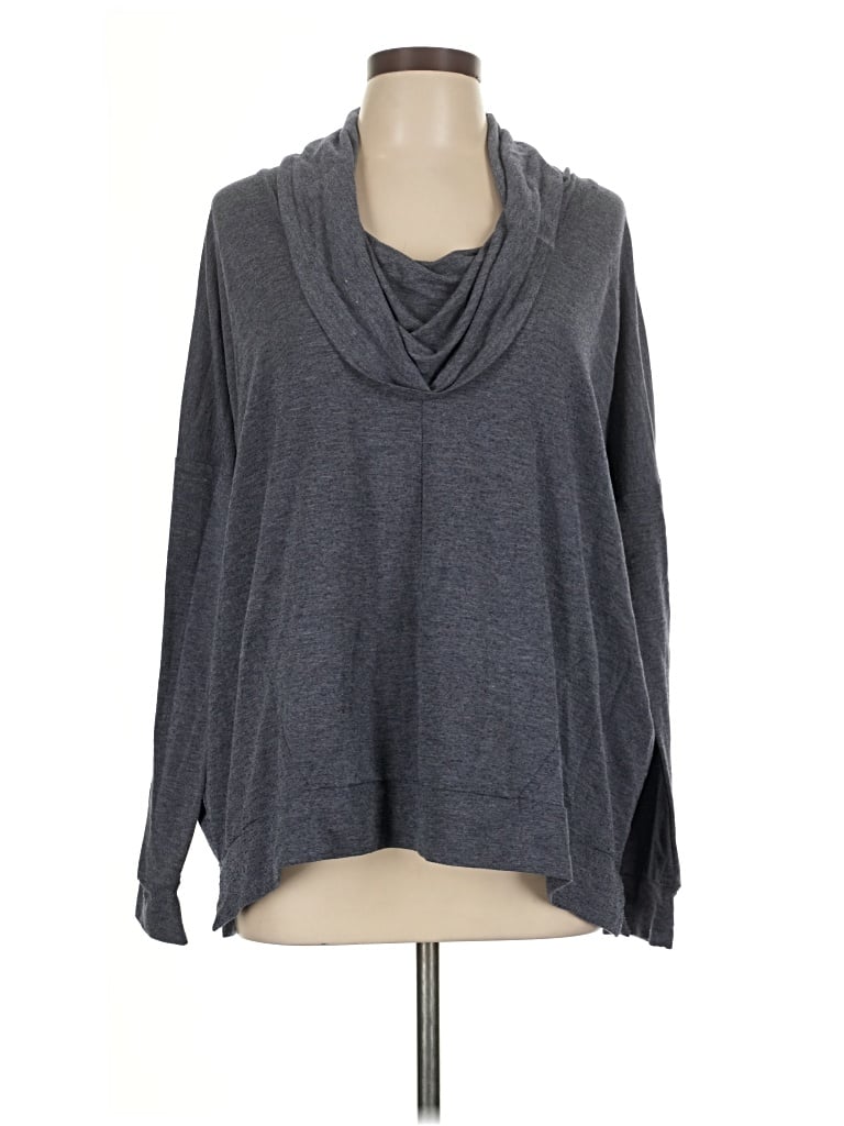 Pre-owned Olivia Sky Long Sleeve Top Gray Cowl Neck Tops
