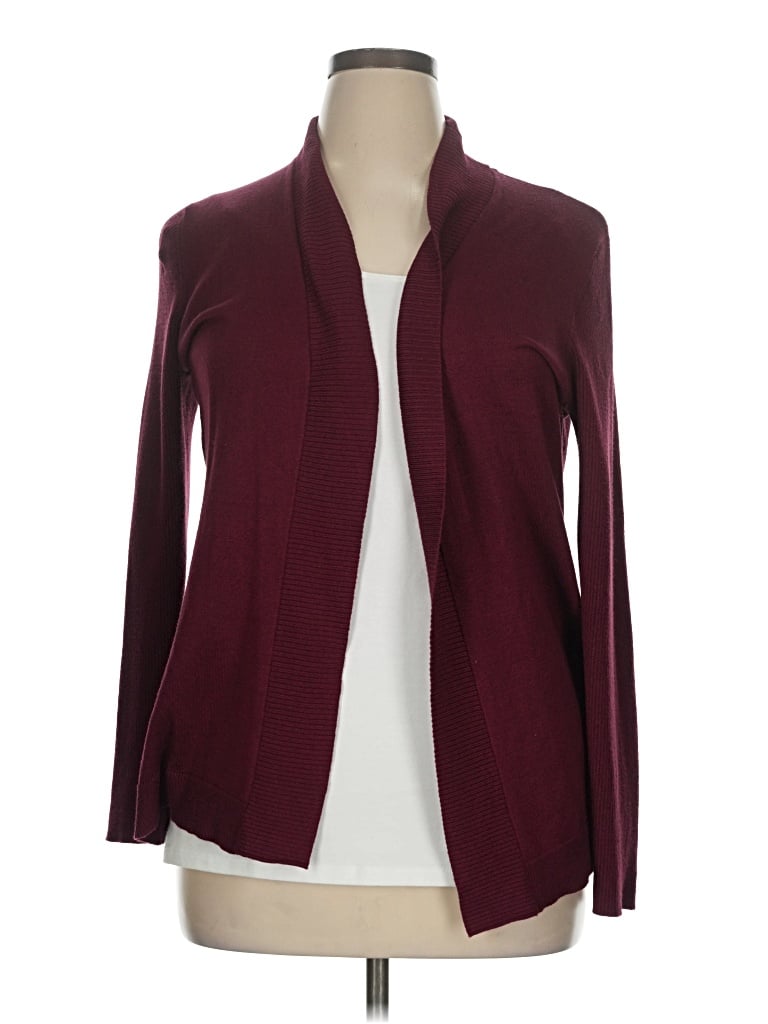 Pre-owned Faded Glory Cardigan Sweater In Burgundy