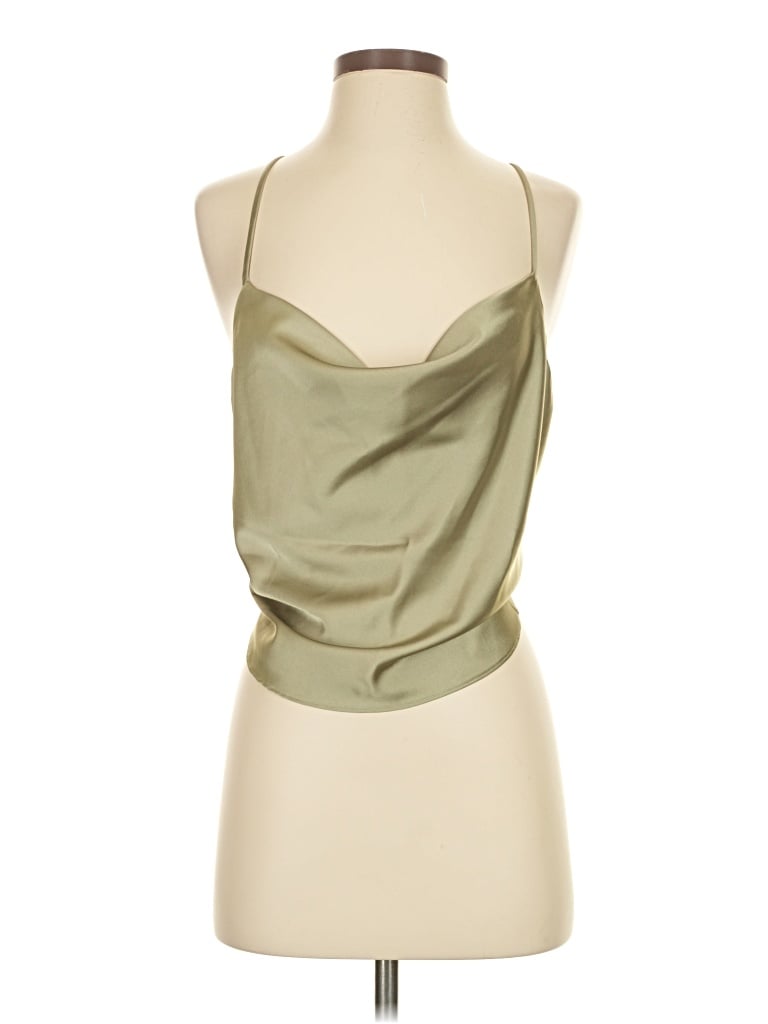 Pre-owned Renee C Tank Top Green Strapless Neckline Tops