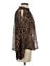 Shein 100% Polyester Animal Print Brown Long Sleeve Blouse Size 4 - photo 4