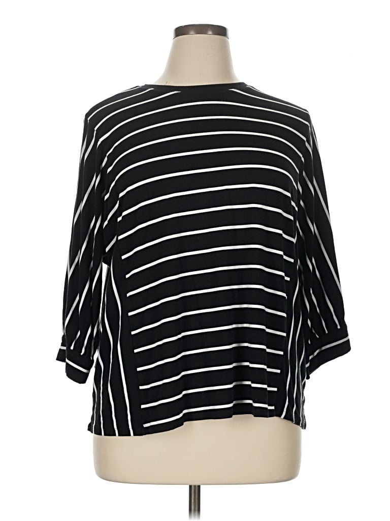 Pre-owned Jjill 3/4 Sleeve T-shirt In Black