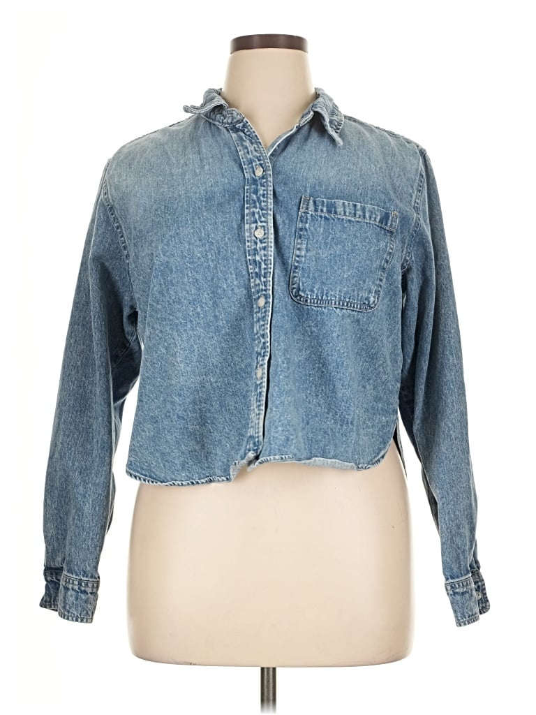 Pre-owned Universal Thread Long Sleeve Button Down Shirt In Blue