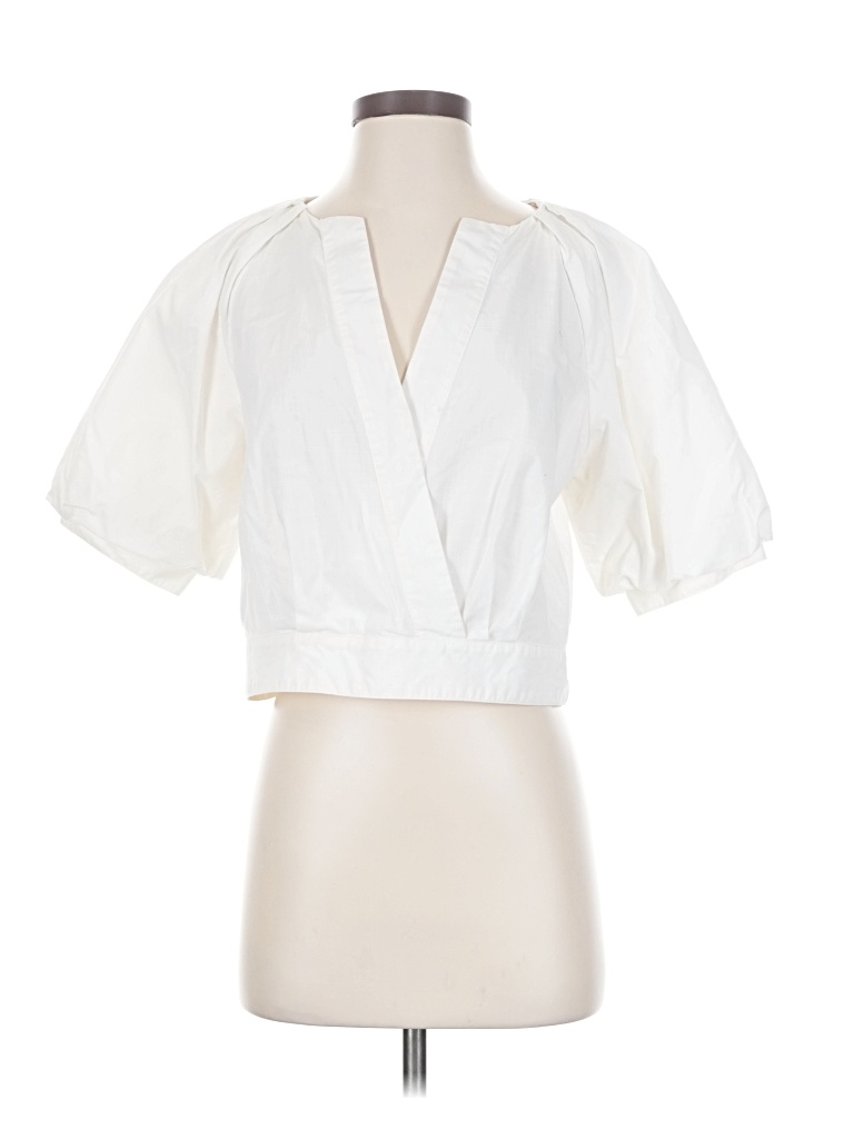 Pre-owned Banana Republic Factory Store Short Sleeve Blouse In White