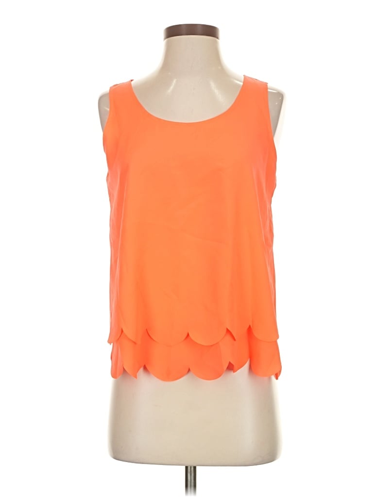 Pre-owned Maison Jules Sleeveless Top Orange Scoop Neck Tops