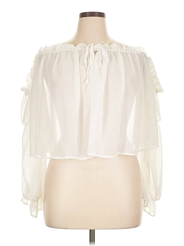 Pre-owned Purple Rain 3/4 Sleeve Blouse In White