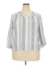 Splendid Stripes Gray 3/4 Sleeve Button-Down Shirt Size XXL - photo 1