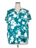Torrid 100% Polyester Tropical Teal Short Sleeve Blouse Size 2X Plus (2) - photo 1