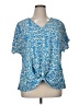 Cato 100% Polyester Blue Short Sleeve Blouse Size XL - photo 1