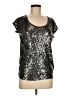 MICHAEL Michael Kors 100% Rayon Metallic Silver Short Sleeve Top Size M - photo 1