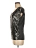 MICHAEL Michael Kors 100% Rayon Metallic Silver Short Sleeve Top Size M - photo 5