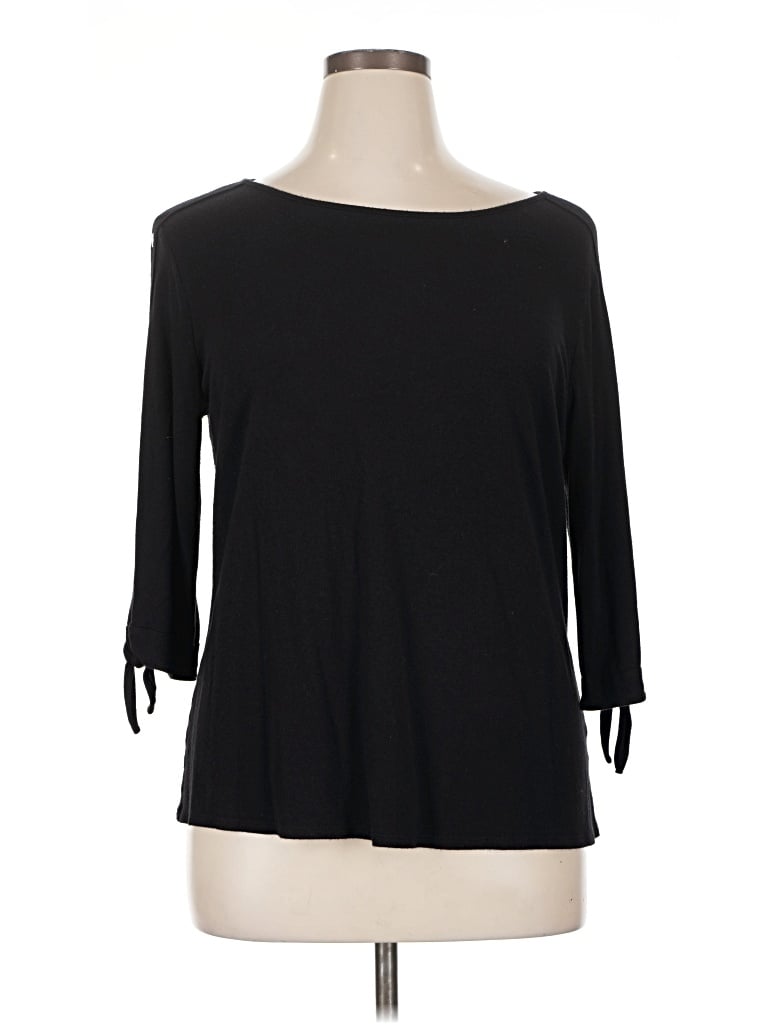 Pre-owned Apt. 9 3/4 Sleeve Top Black Boatneck Tops