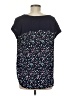 Just Be... 100% Polyester Floral Black Short Sleeve T-Shirt Size M - photo 2