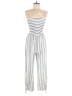 Grade & Gather 100% Rayon Stripes Silver Jumpsuit Size S - photo 1