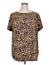 Ava & Viv Animal Print Brown Short Sleeve Blouse Size 1X - photo 1