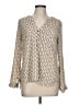 Dna Couture 100% Polyester Chevron-herringbone Tan Long Sleeve Blouse Size L - photo 1